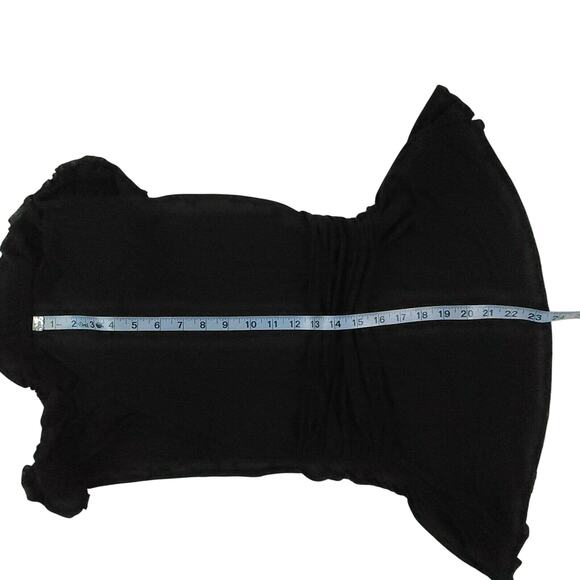 Kenneth Cole New York Tank Top SZ Small Black Tencel Vneck Ruffle Shirt Blouse - Picture 4 of 5